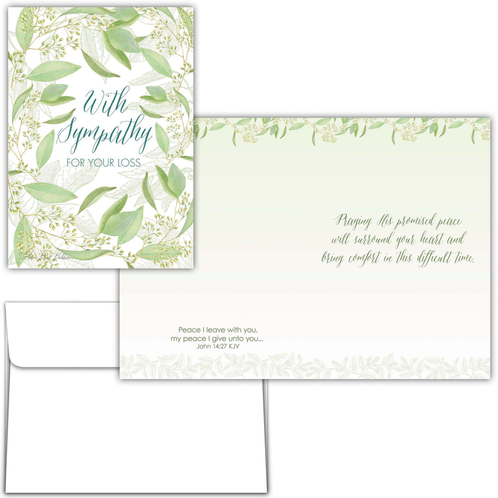 Christian Sympathy Card with Scripture | With Sympathy Greenery