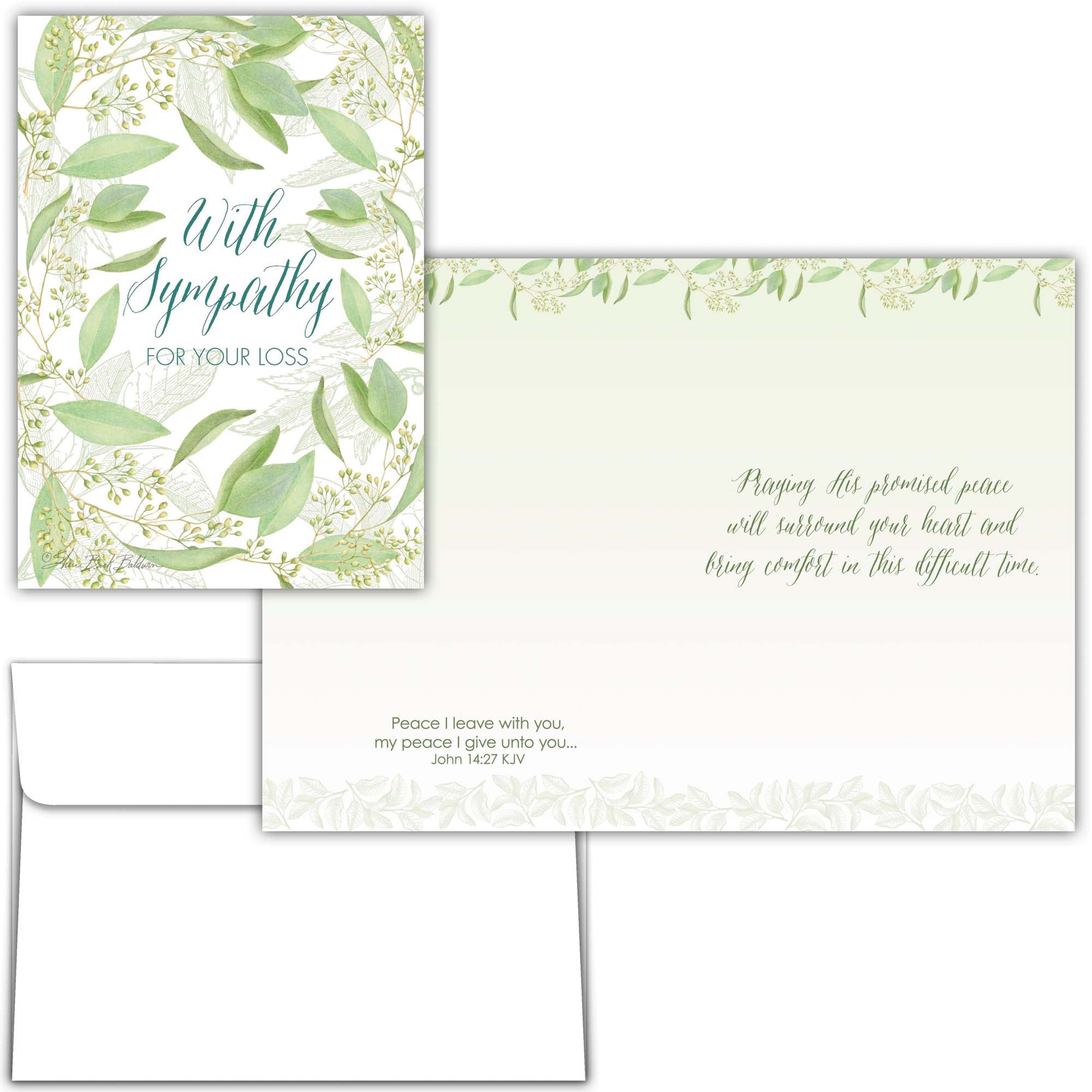 Christian Sympathy Card with Scripture | With Sympathy Greenery