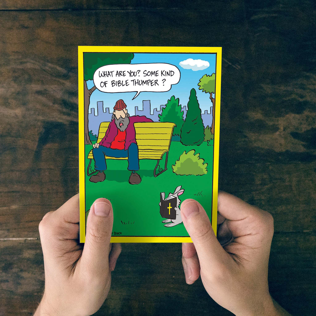 Person holding Scripture Humorous Card