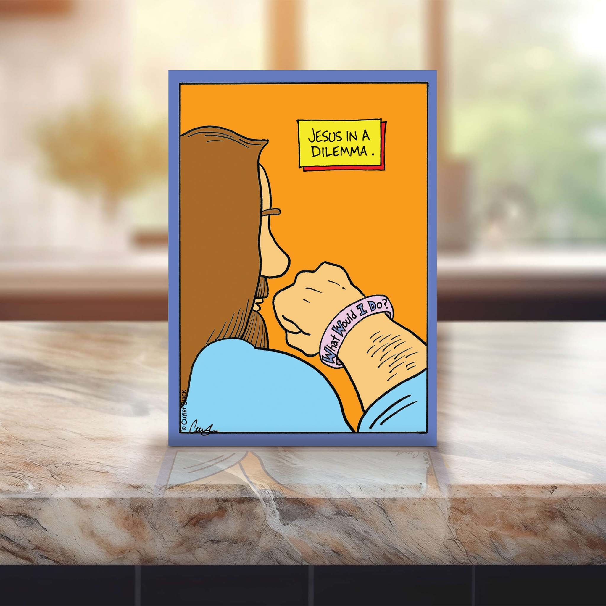Christian Scripture Humor Card on Counter