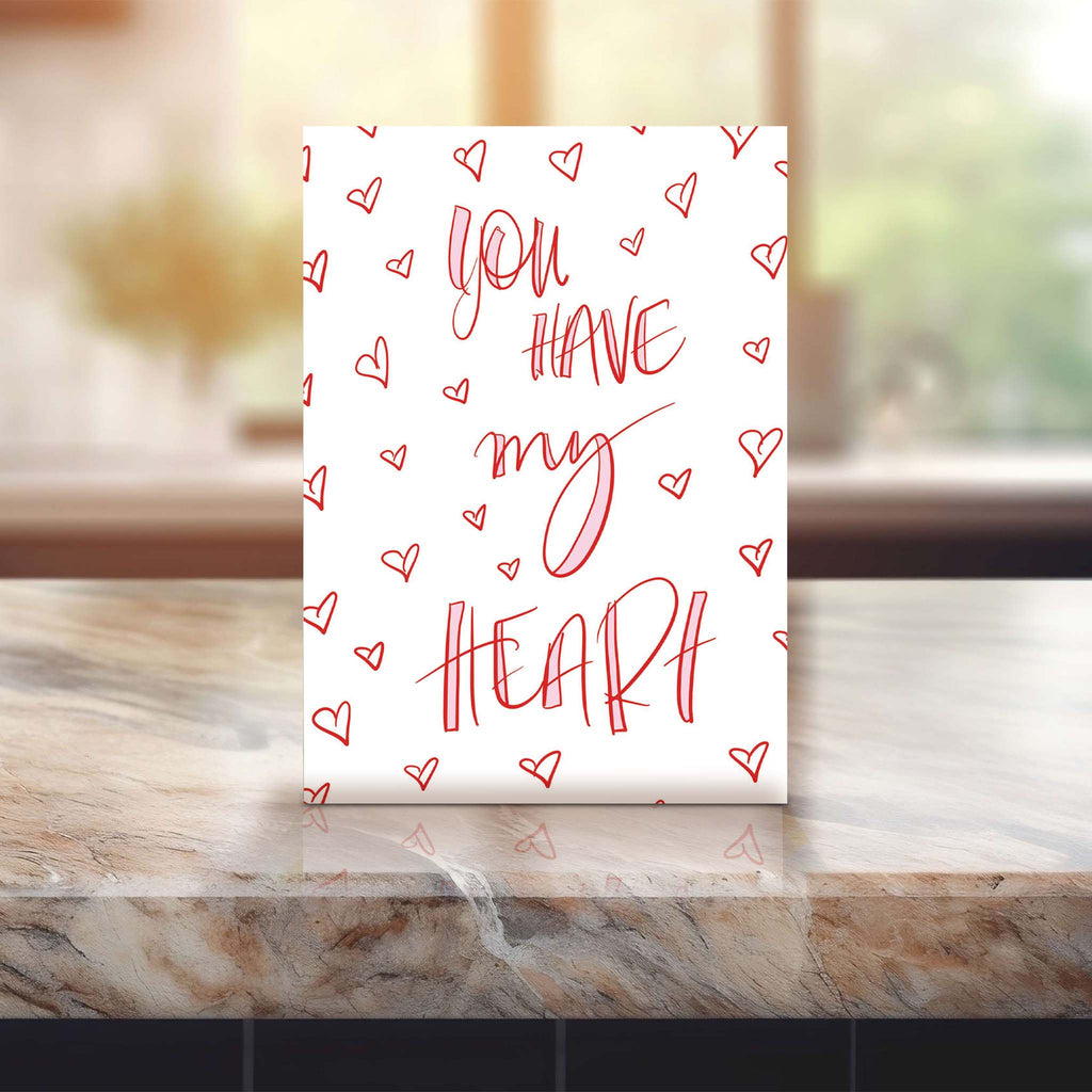Christian Valentine card on counter top