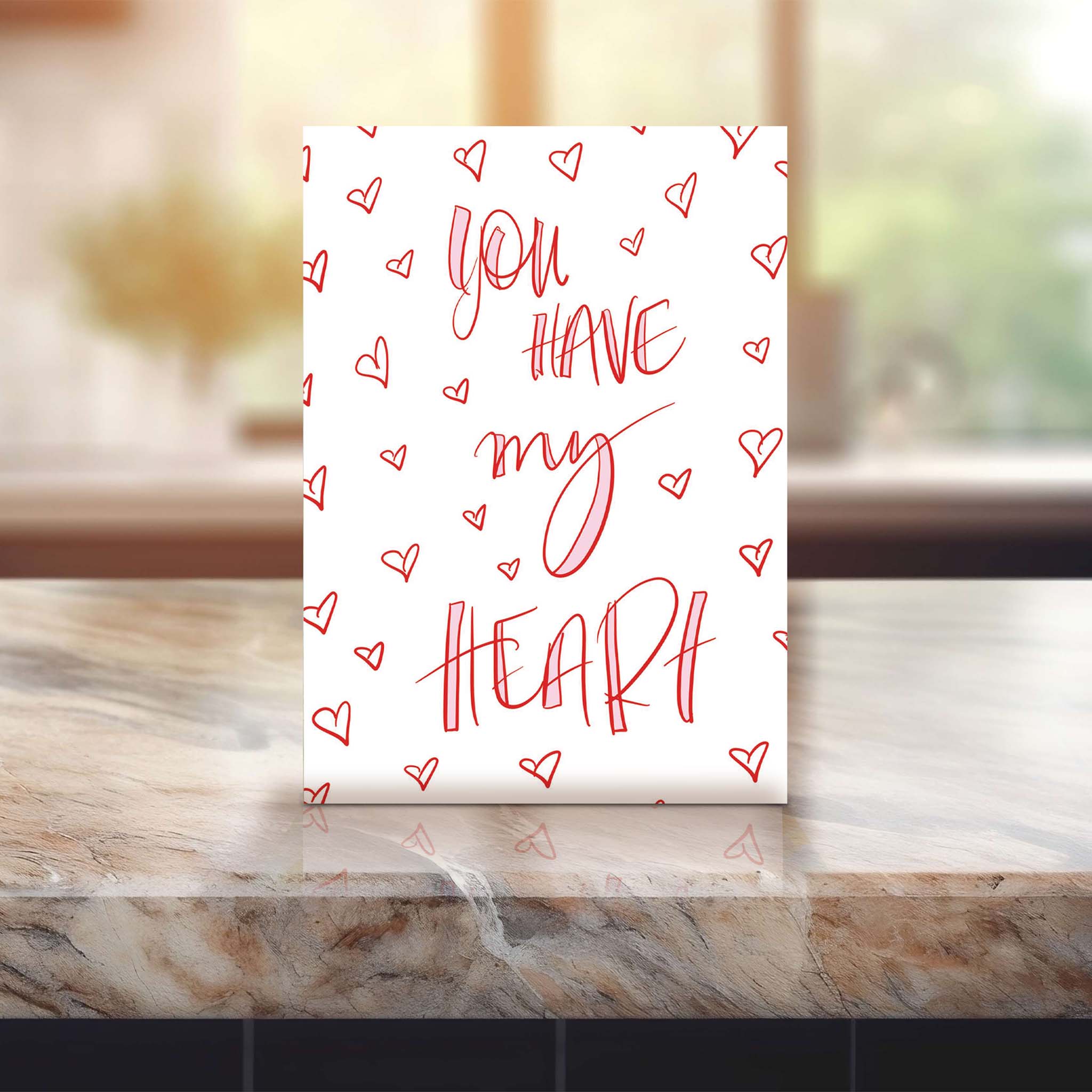 Christian Valentine card on counter top