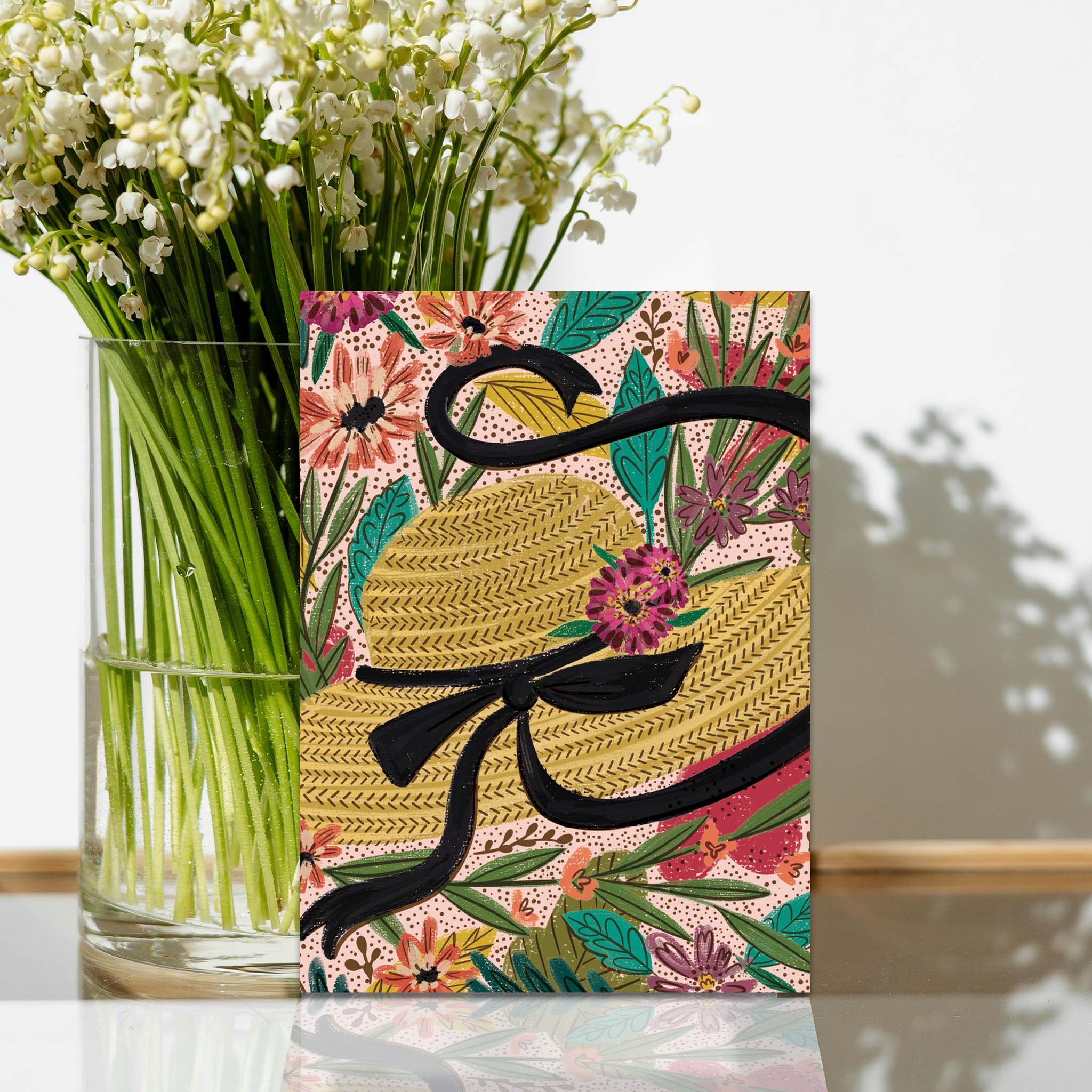 Religious Mother's Day Card with Hat and Flowers