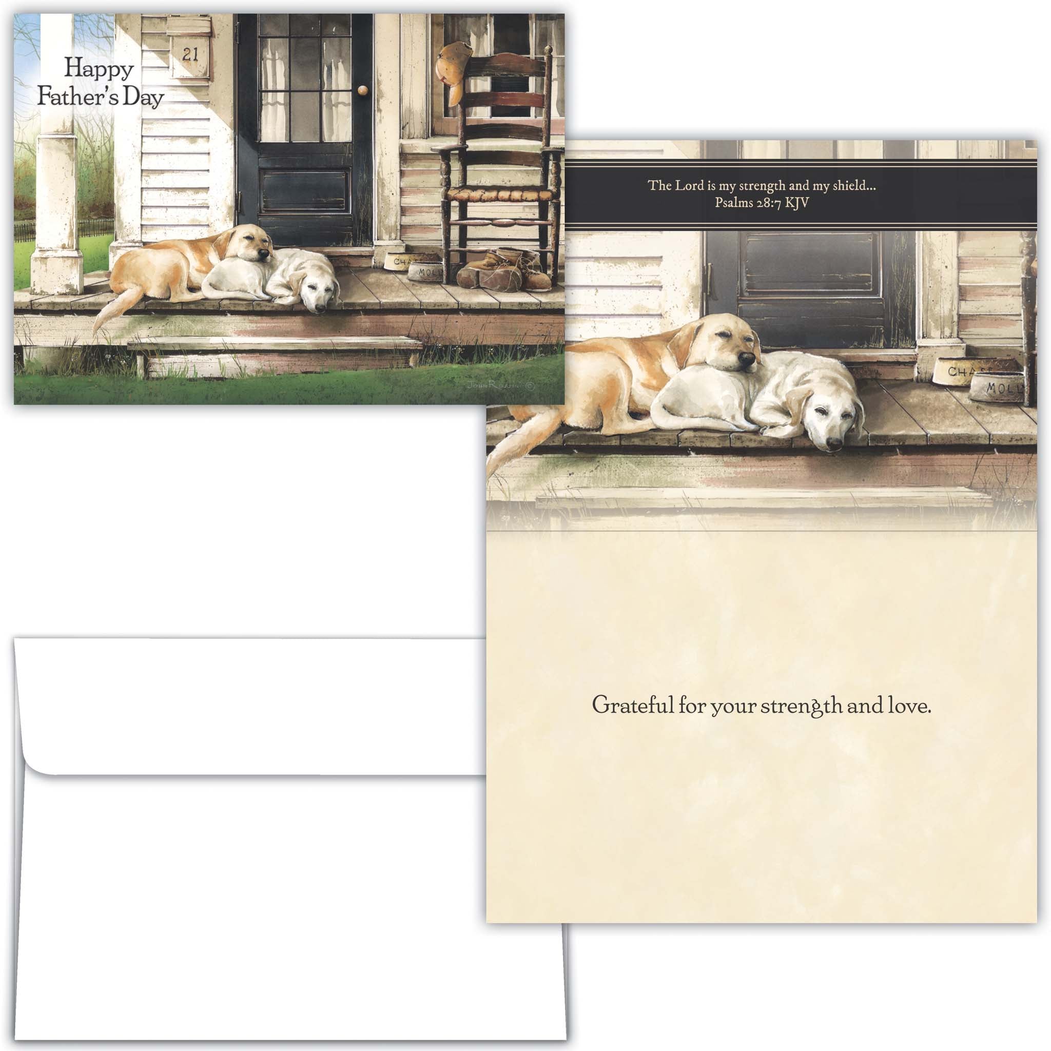 Front and Colored Interior of Christian Father's Day Card