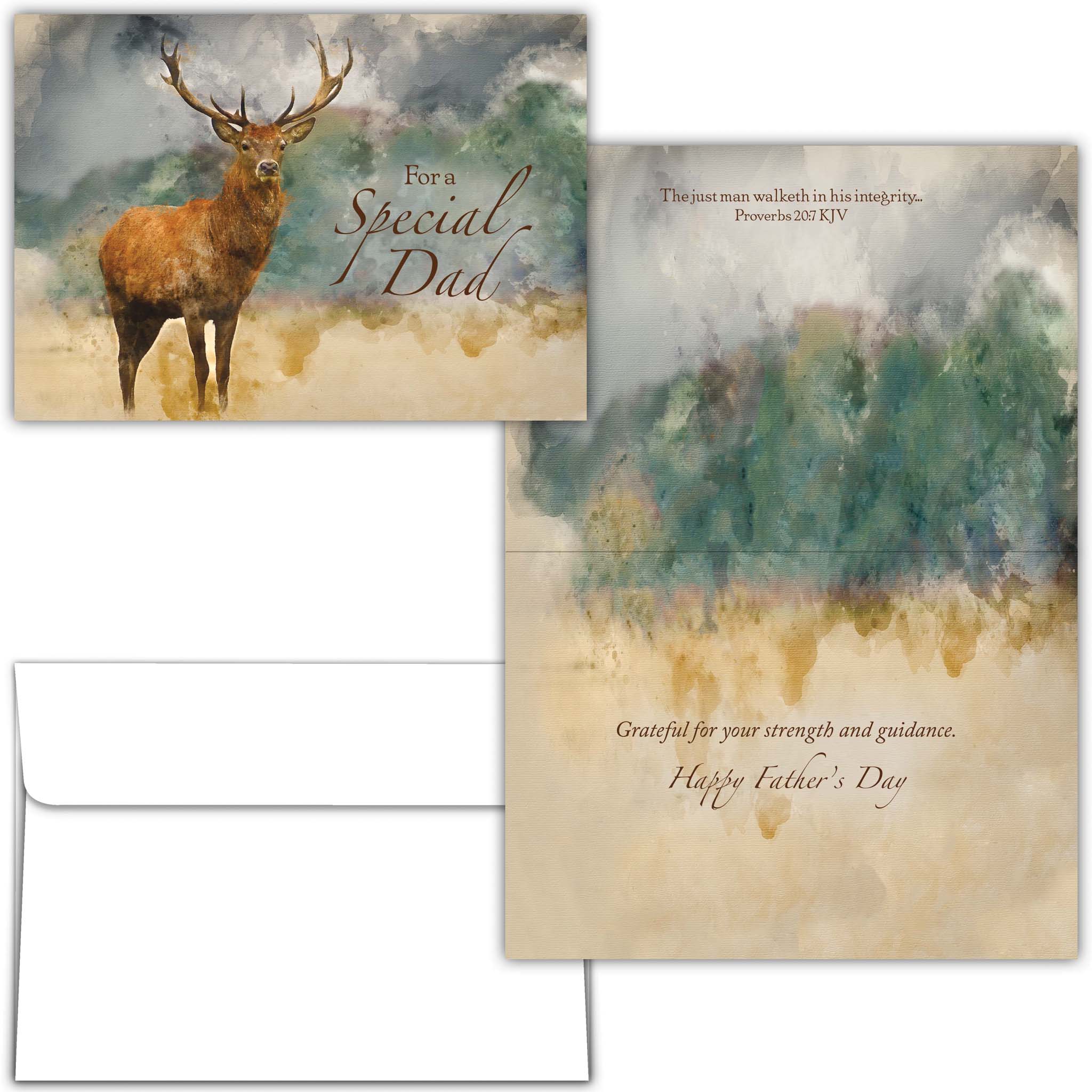 Father's Day card with deer illustration and nature-themed design