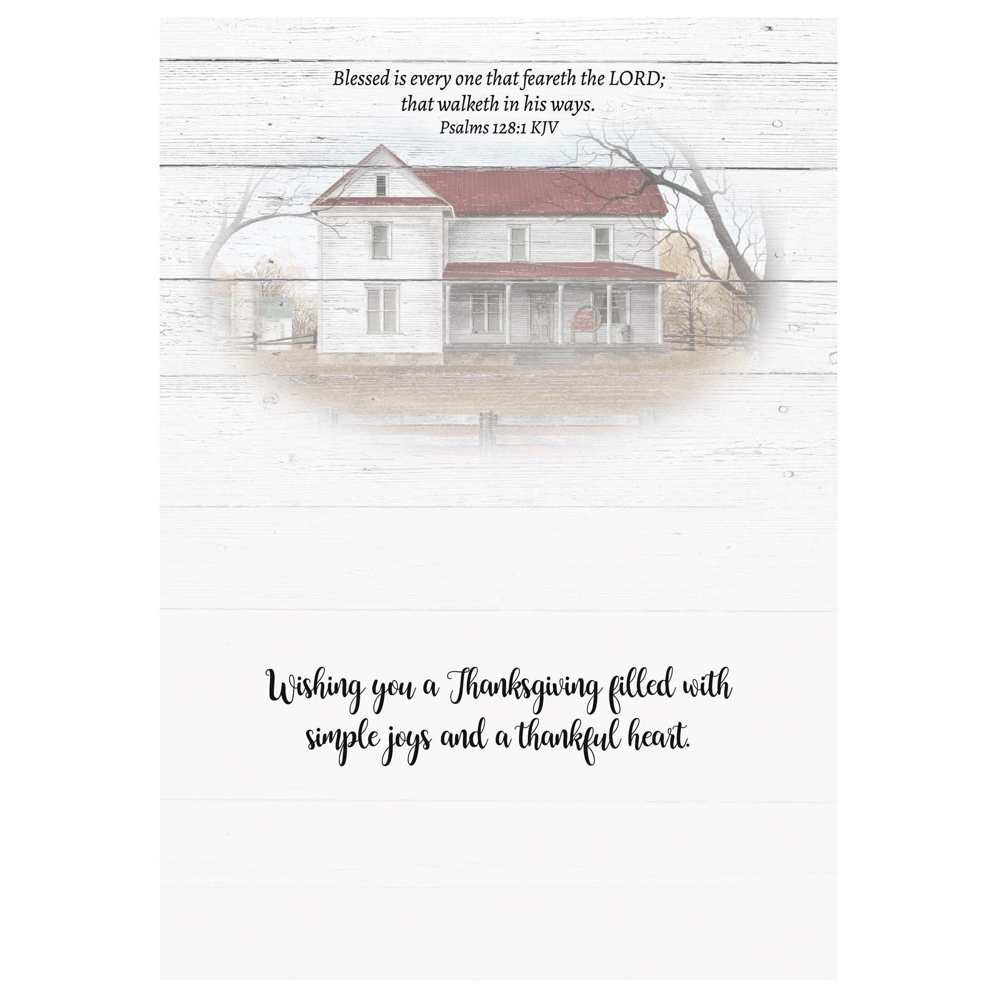 House illustration with religious text on a white background