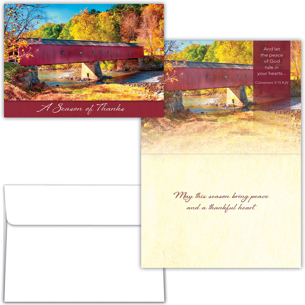 Thanksgiving Covered Bridge Card Front and Back