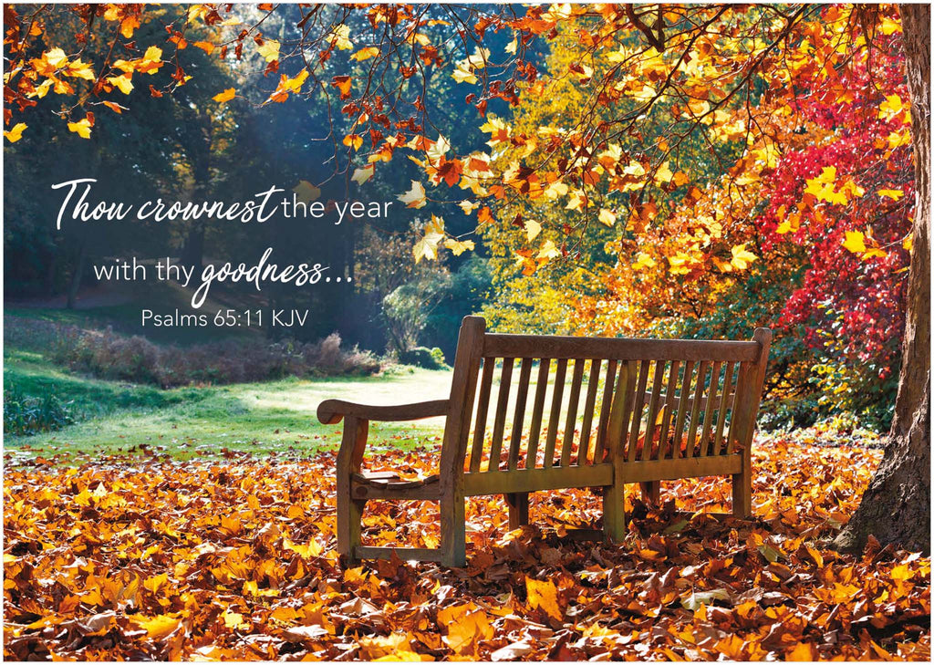 Park Bench in Autumn |  Christian Thanksgiving Card by Shared Blessings