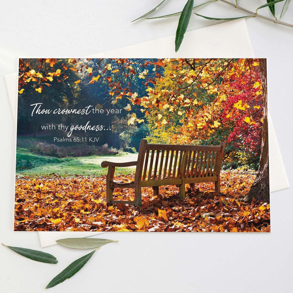 Park Bench in Autumn |  Christian Thanksgiving Card by Shared Blessings