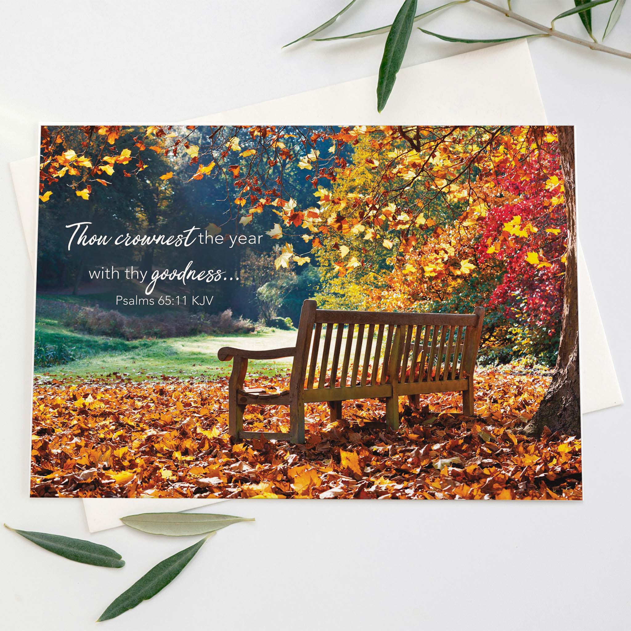 Park Bench in Autumn |  Christian Thanksgiving Card by Shared Blessings