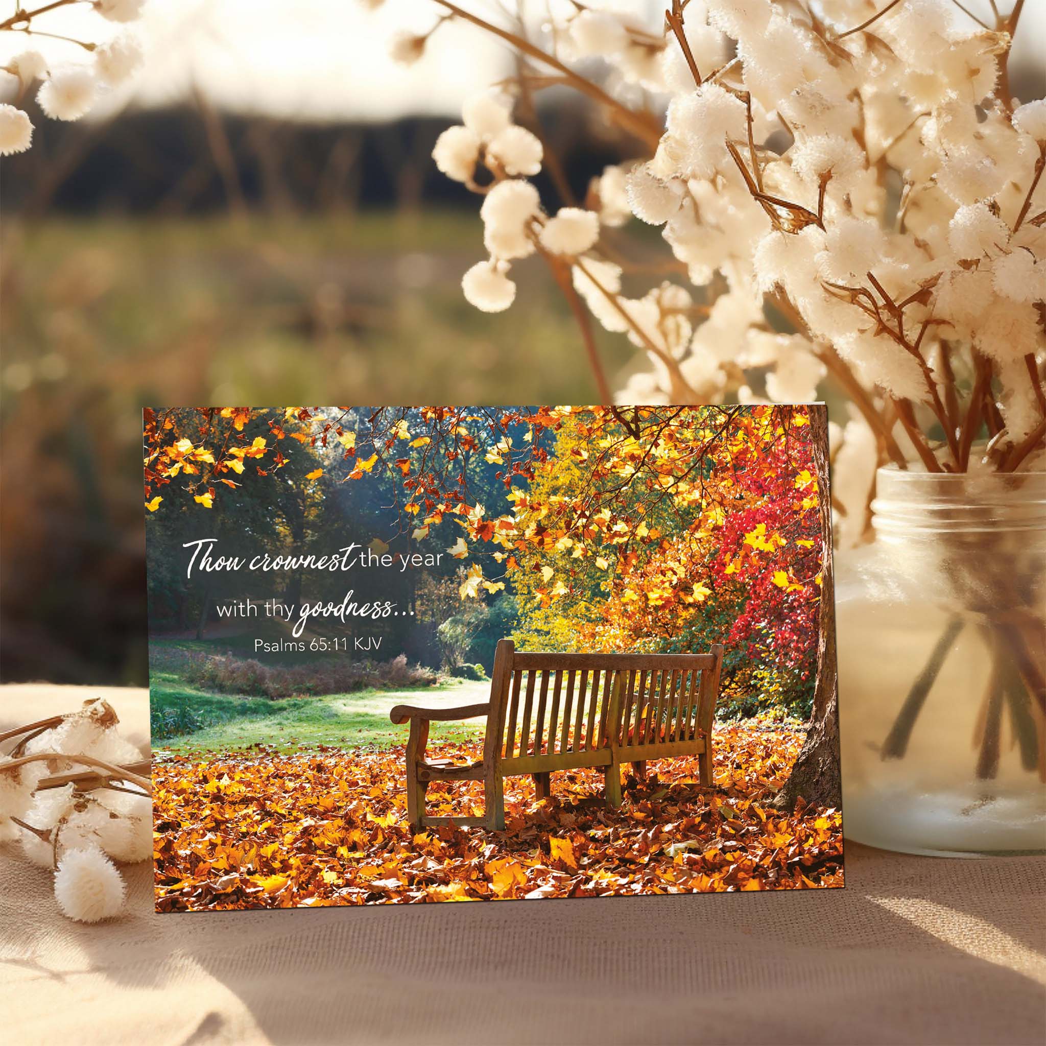 Park Bench in Autumn |  Christian Thanksgiving Card by Shared Blessings