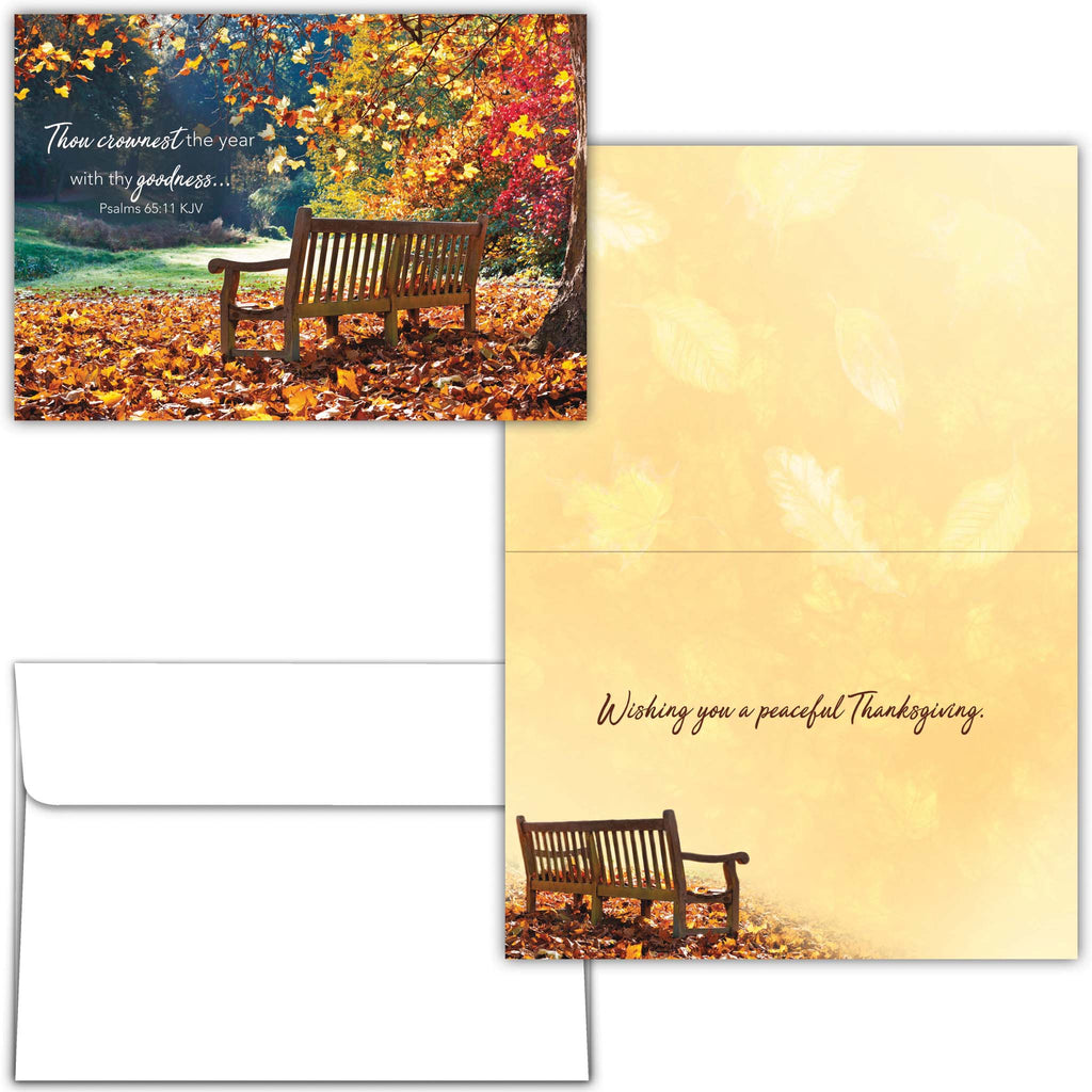 Park Bench in Autumn |  Christian Thanksgiving Card by Shared Blessings