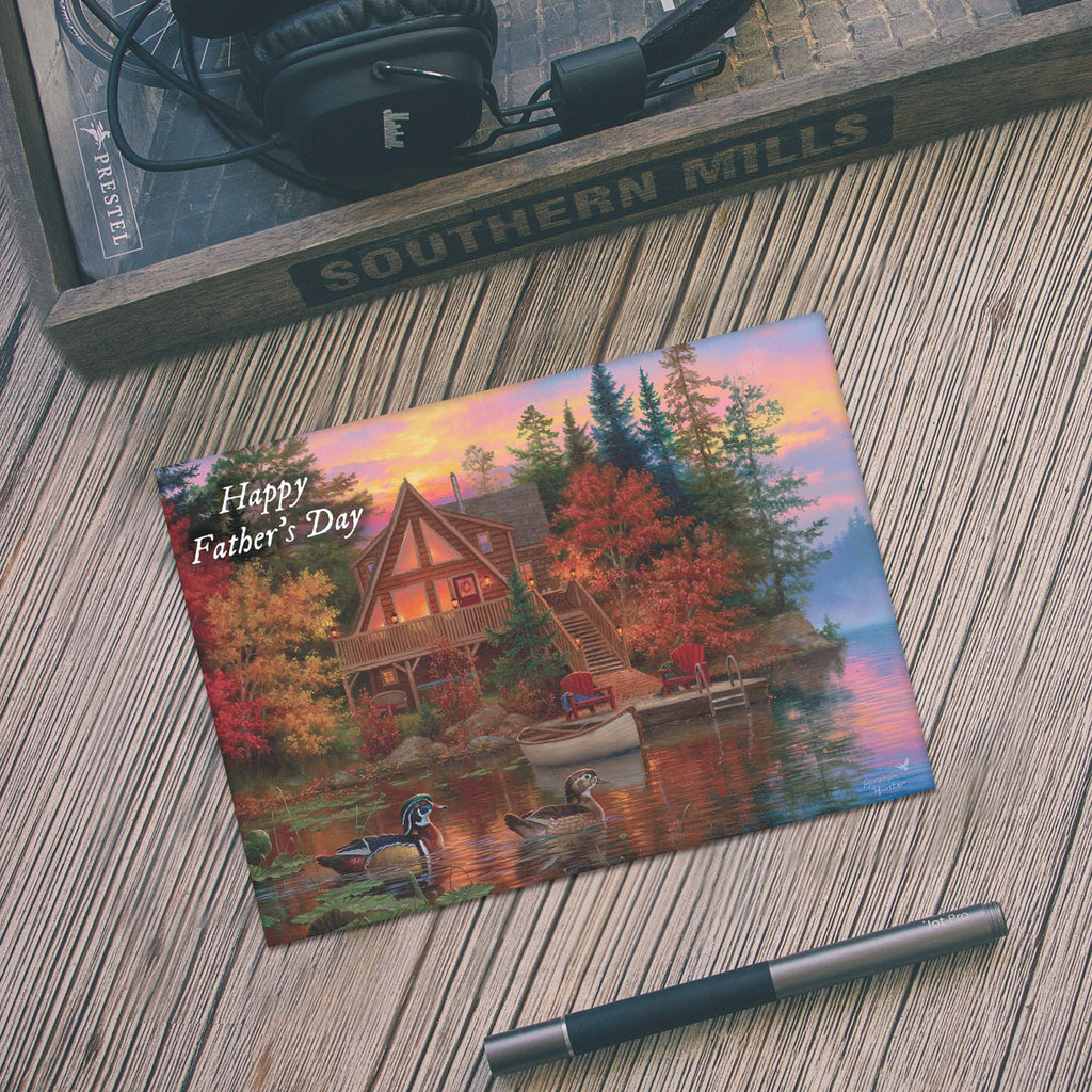 Father's Day Card on desk with pen.