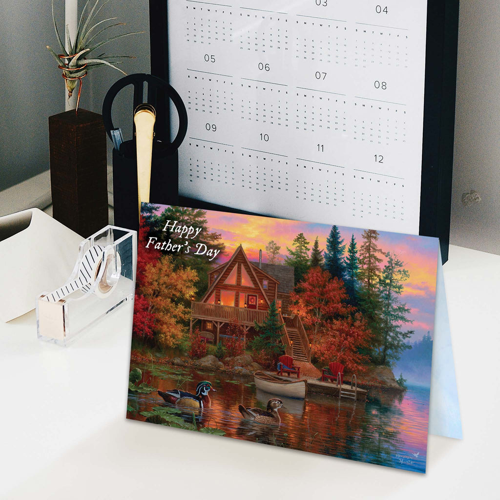 Father's Day card on desk with calendar 