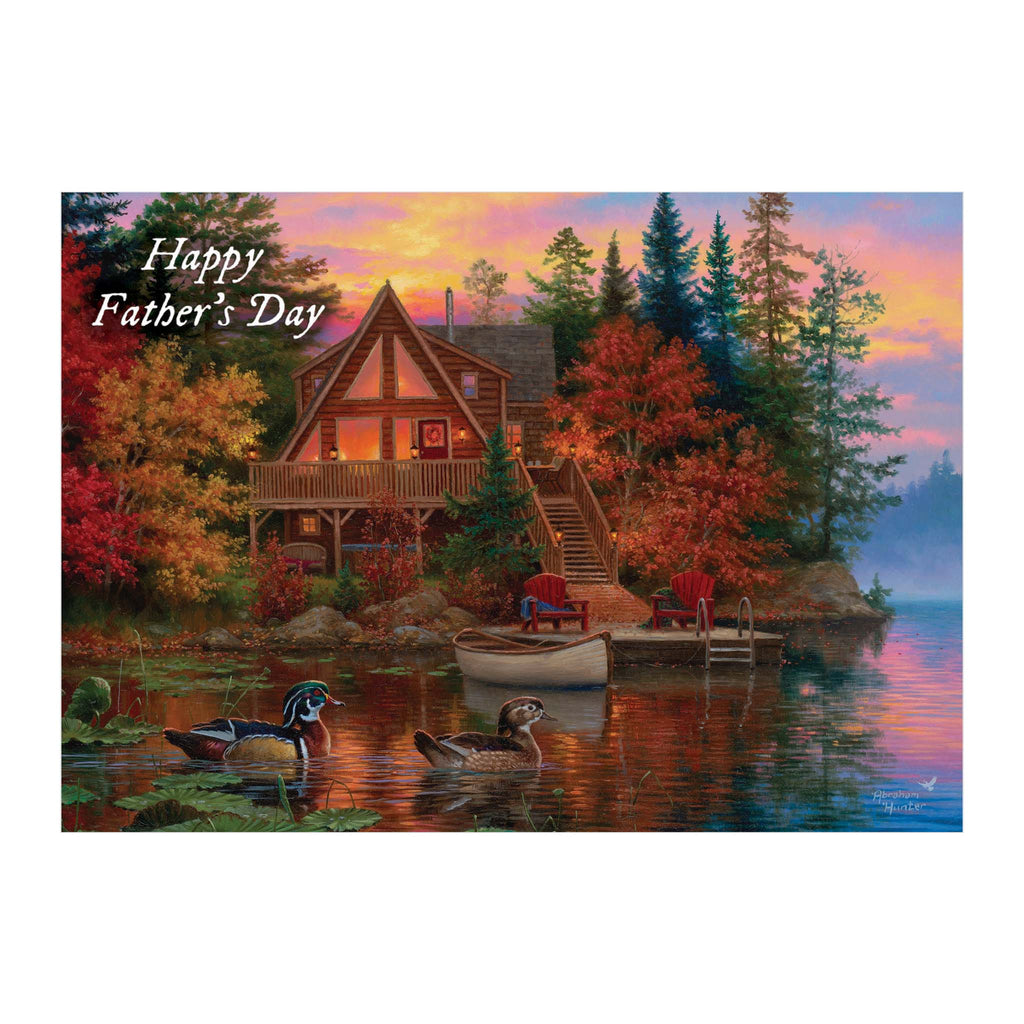 Front of Father's Day card - Cabin on Lake