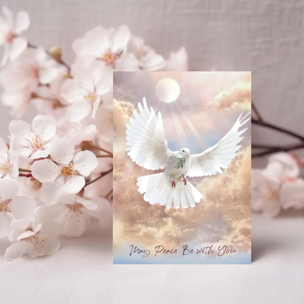 Christian Sympathy Card on Table with Flowers