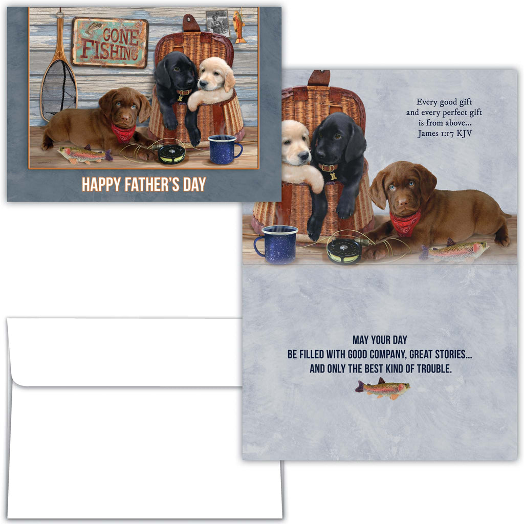 Religious Father's Day card with Puppies