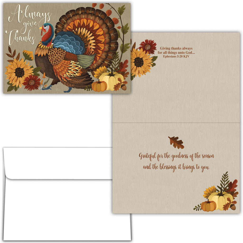 Front and Interior of Religious Thanksgiving Card