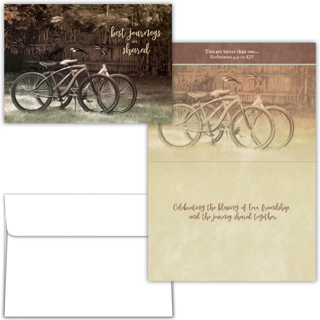 Front and Interior of Anniversary Card with bicycles. 