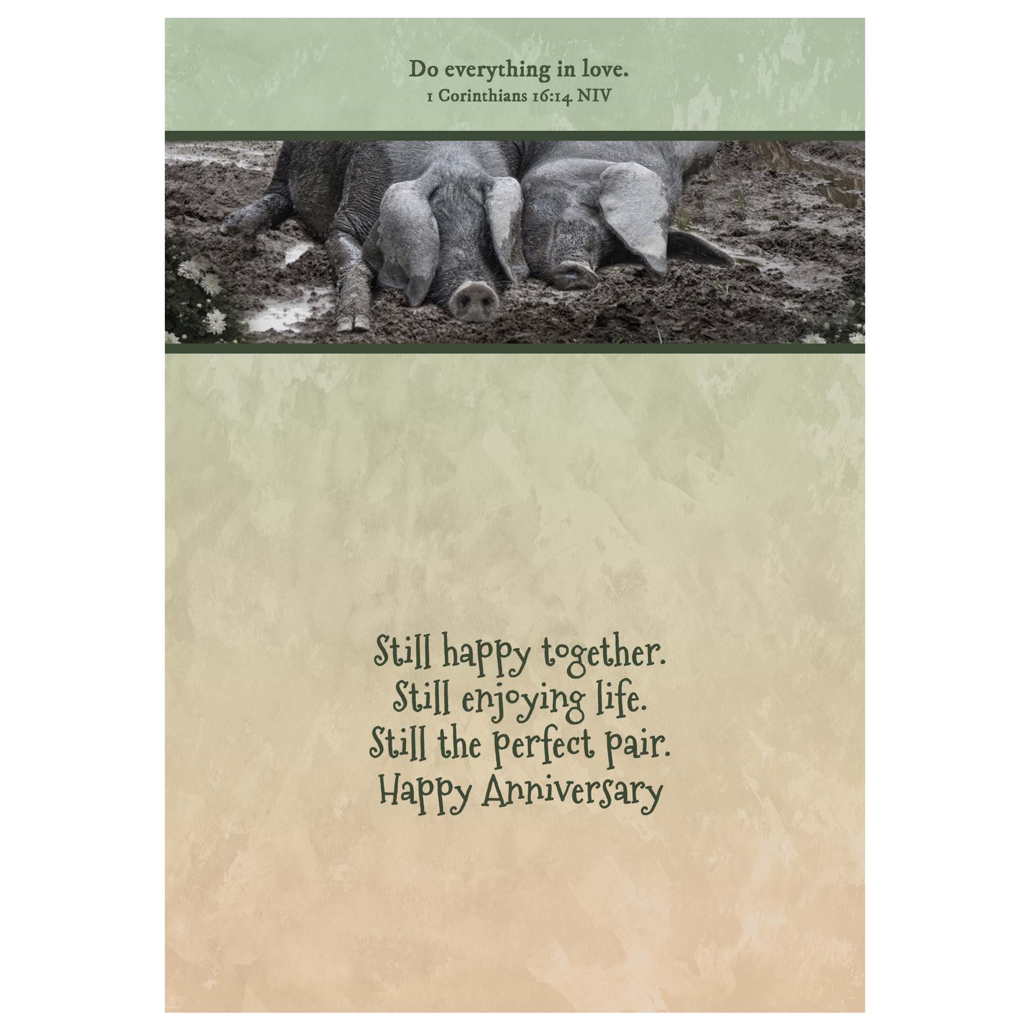 Colored Interior of Christian Anniversary Card 