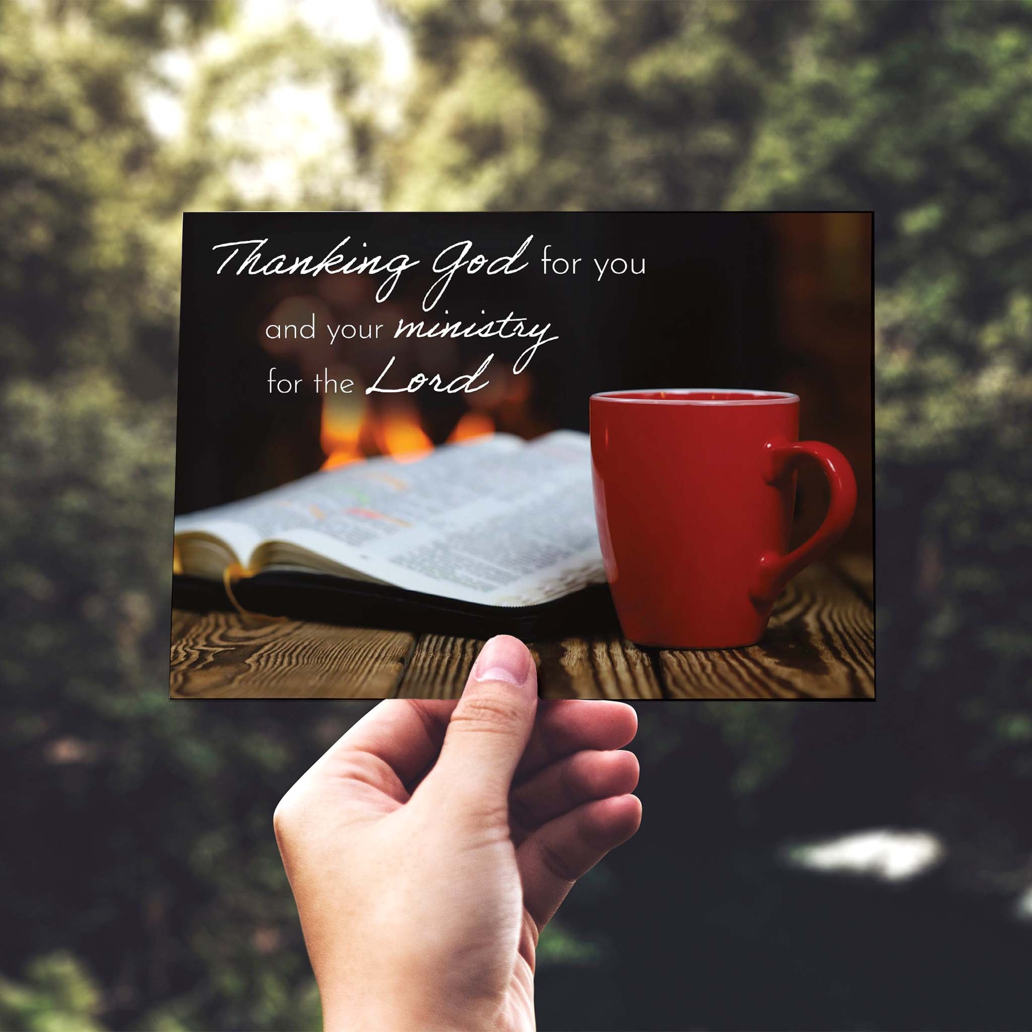 Christian Ministry card being held 