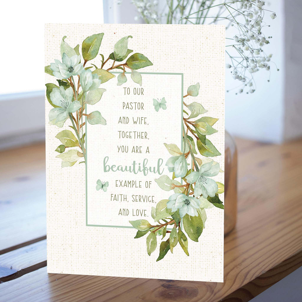 Ministry Card with greenery on table