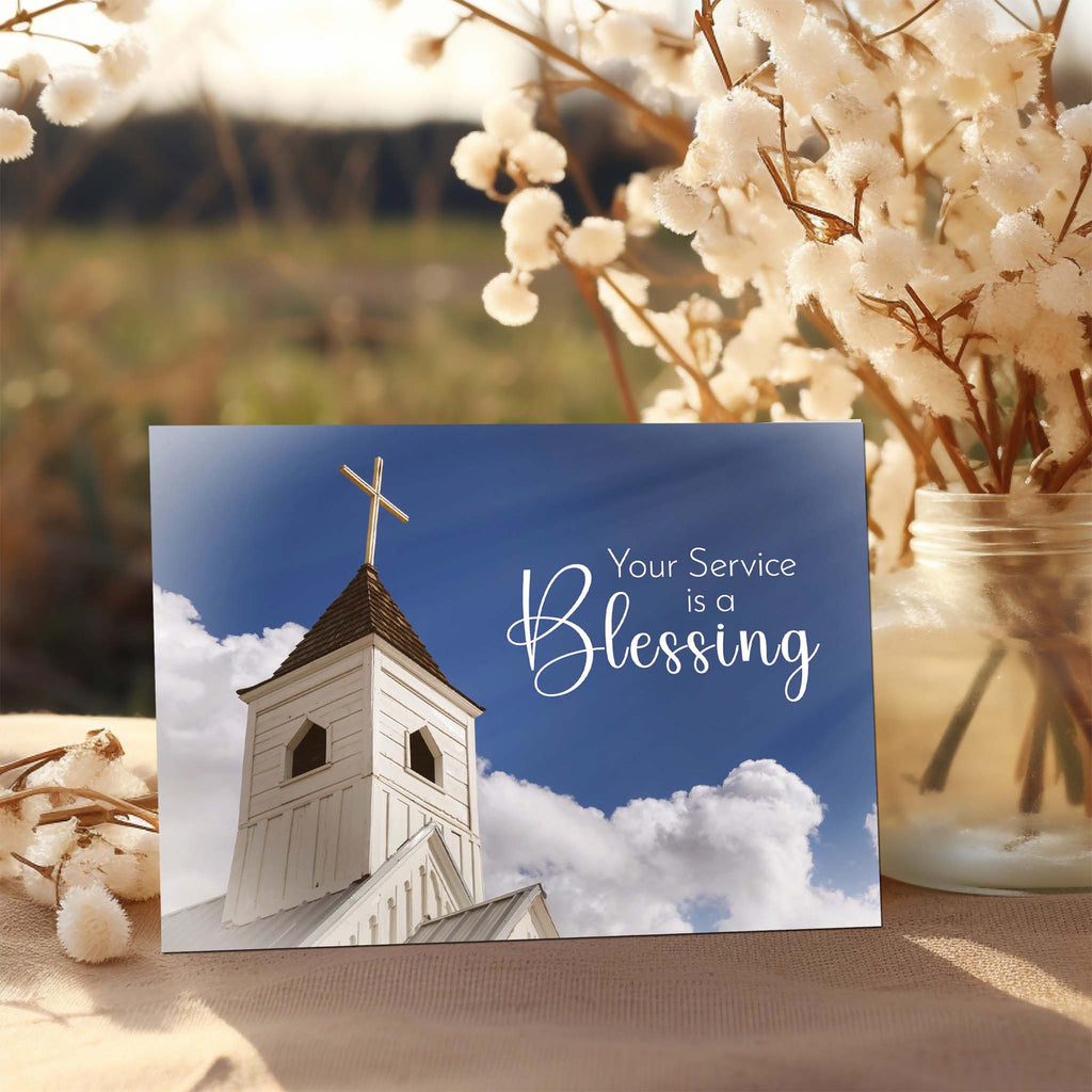 Card on Table with Flowers