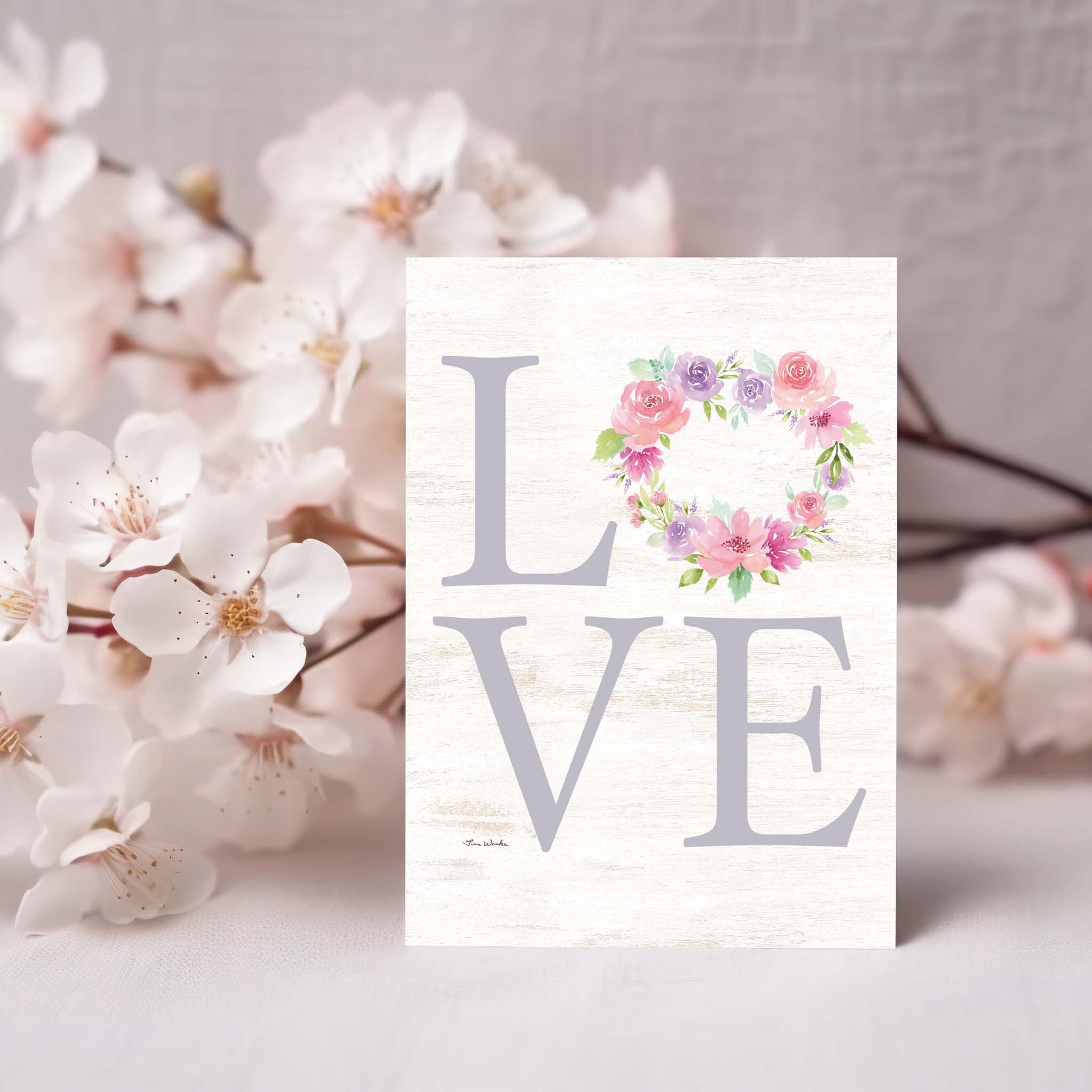 Valentine Card on counter with orchids
