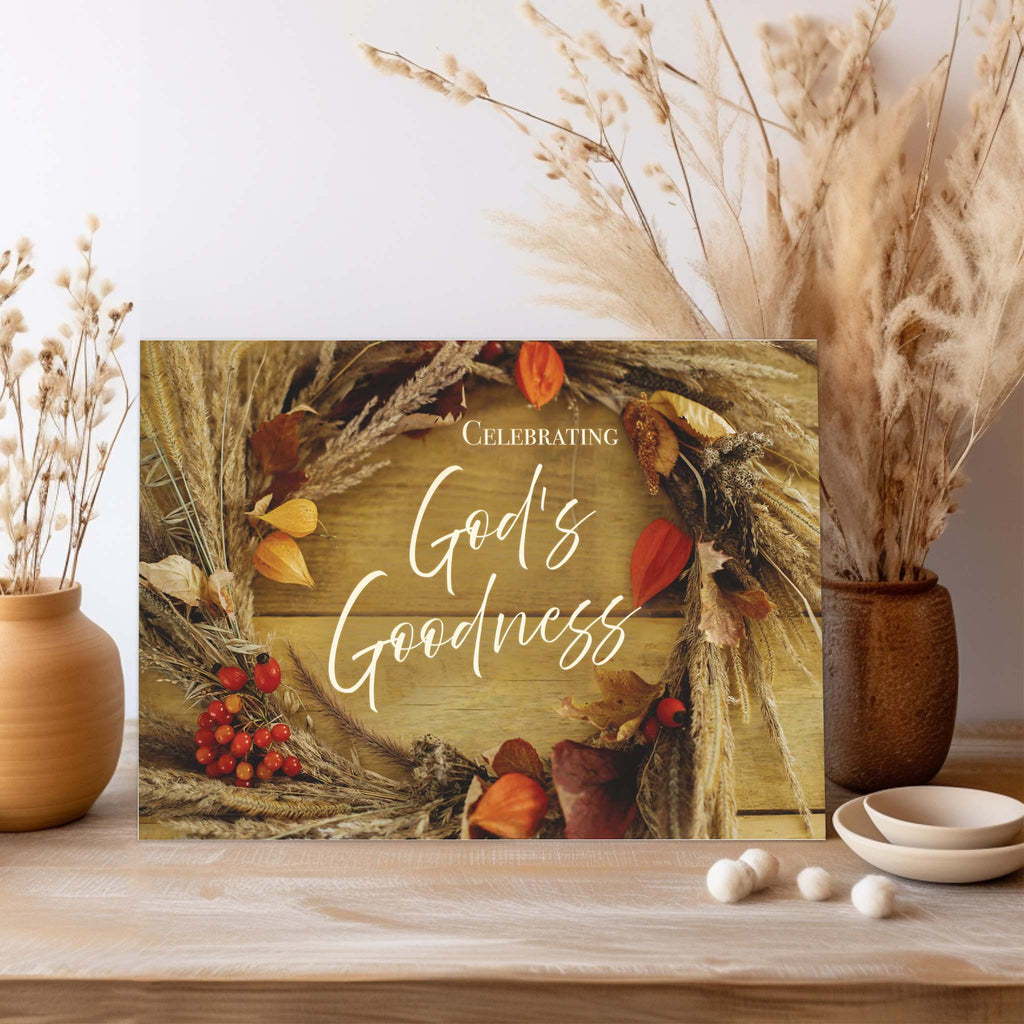 Religious Thanksgiving Card with Eggs and Bow