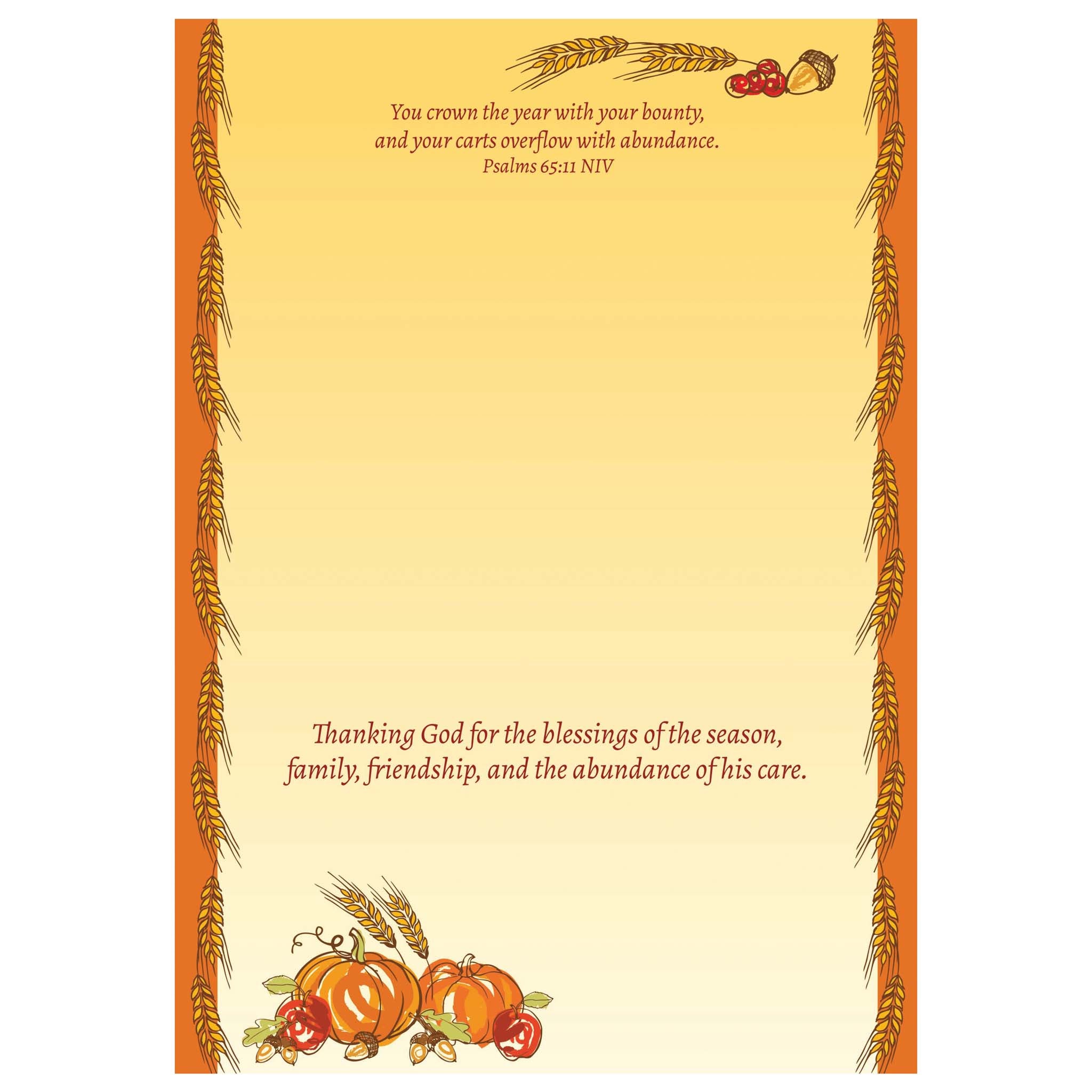 Colored Interior of Thanksgiving Card