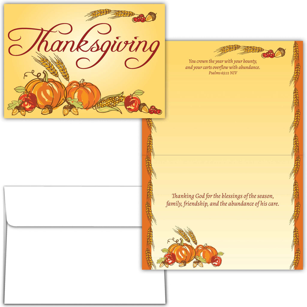 Front and Interior of Religious Thanksgiving Card