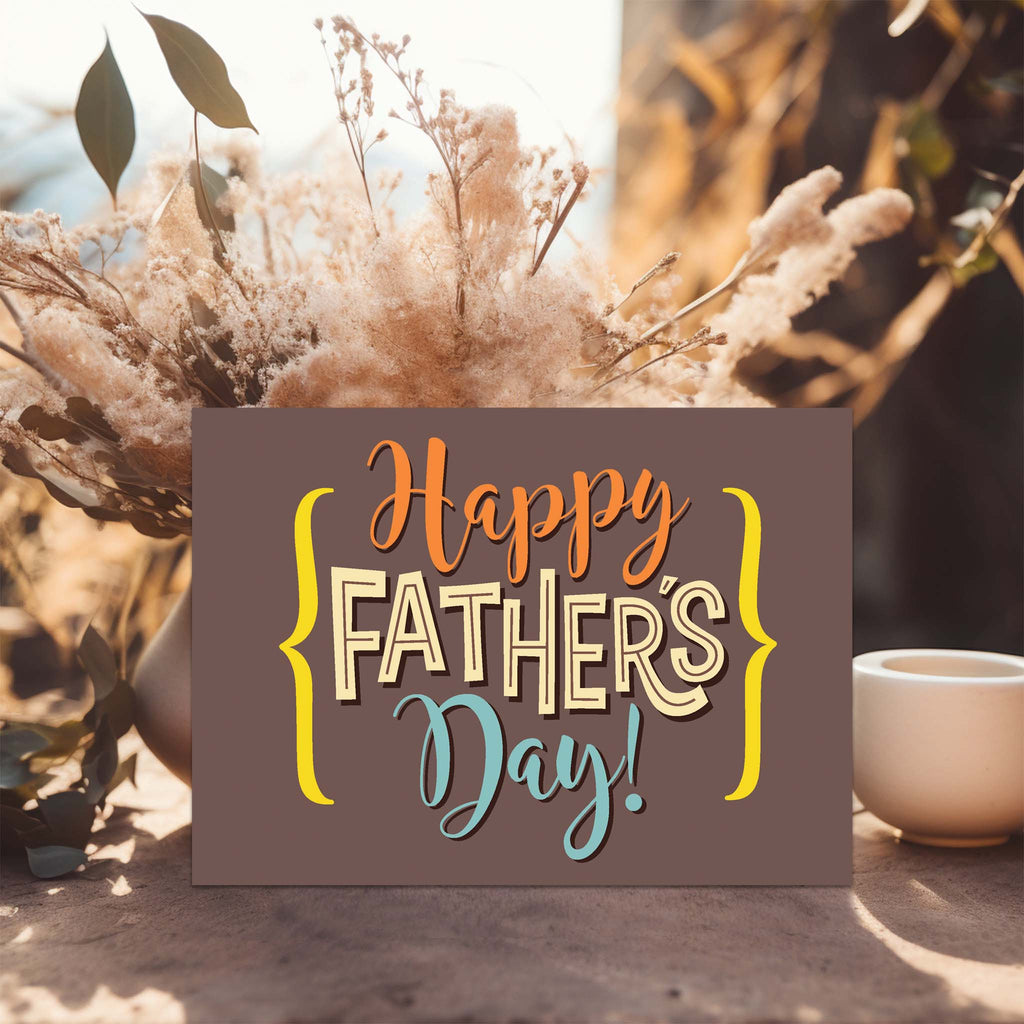 Scripture Happy Father's Day Card on Table with Fall Bouquet