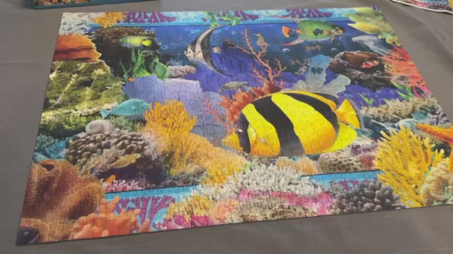 Fun 1000 piece jigsaw puzzle with poster - Tropical Fish – Crown