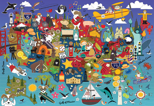 1000 piece jigsaw puzzle usa map with activities