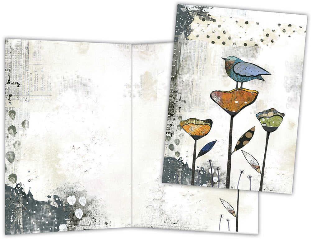 Bird on Three Flowers - Boxed Note Cards, Box of 15