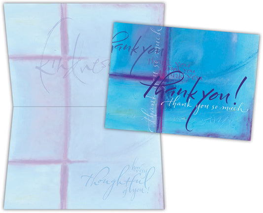 Blue And Purple Thank You - Boxed Thank You Cards, Box of 15 - Discontinued