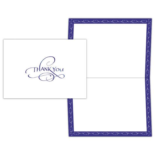 Thank You Blue Script - Boxed Note Cards, Box of 15