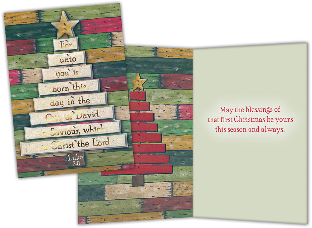 Christmas Tree Scripture - Special Finish Boxed Christmas Cards - 15 Cards and Envelopes
