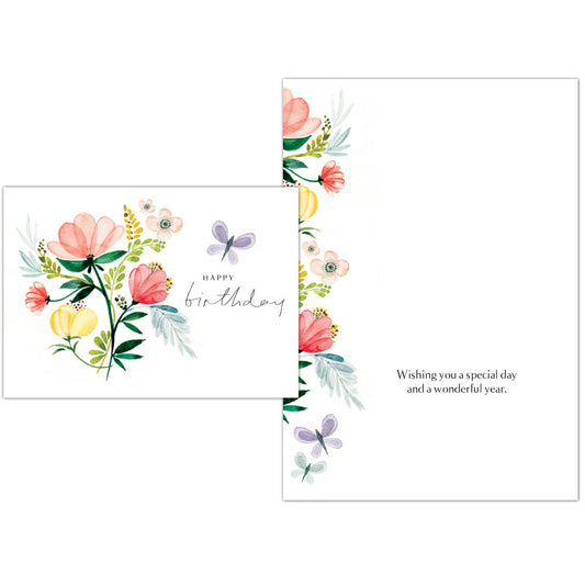 Ella Rose Butterfly Floral Birthday - Individual Birthday Card