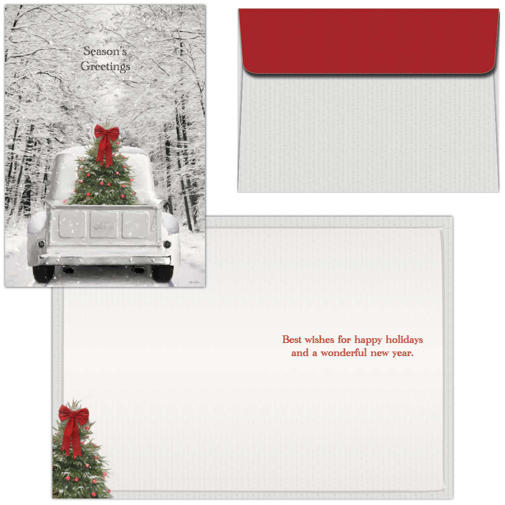 Snowy Drive in White Ford Boxed Christmas Cards