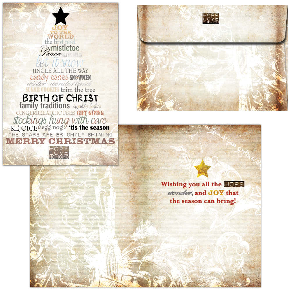Boxed Christmas Cards- Christmas Tree Subway Art -16 Cards & Envelopes