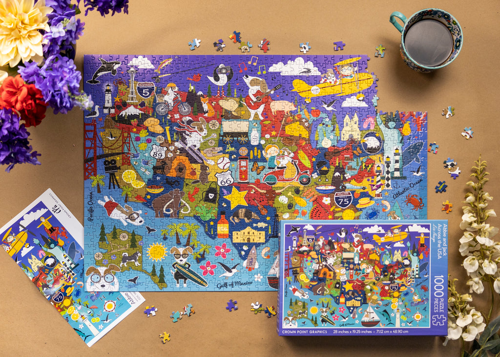 Abbie and Jack Across the USA - 1000 Piece Jigsaw Puzzle - Display