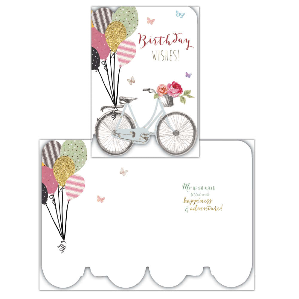 Bicycle and Balloons Birthday - Individual Birthday Card
