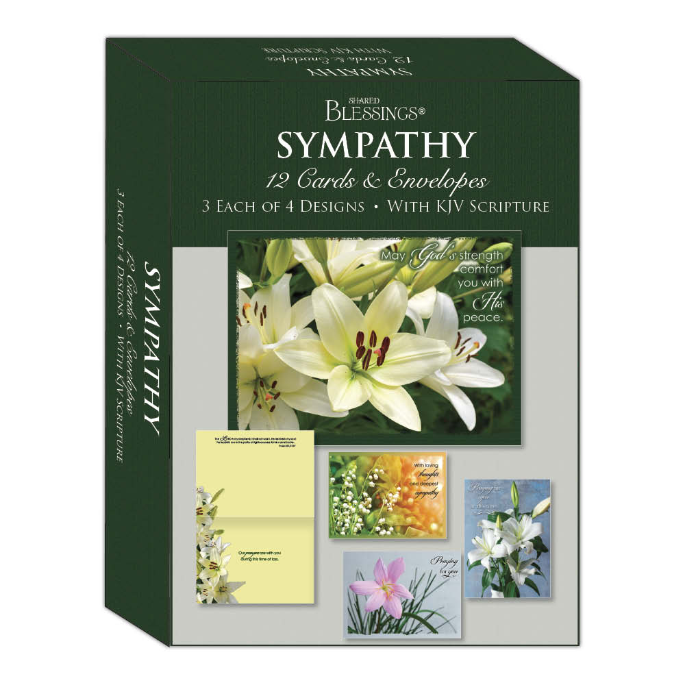 Religious Sympathy Cards by Shared Blessings- Lilies - 12 Cards and Envelopes