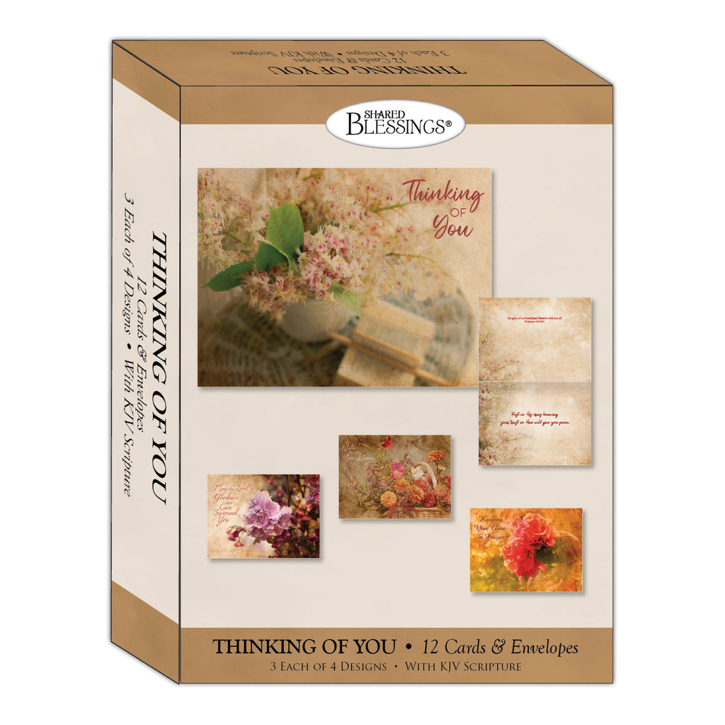 Christian Thinking of You Cards by Shared Blessings- Antique Floral, 12 Cards and Envelopes