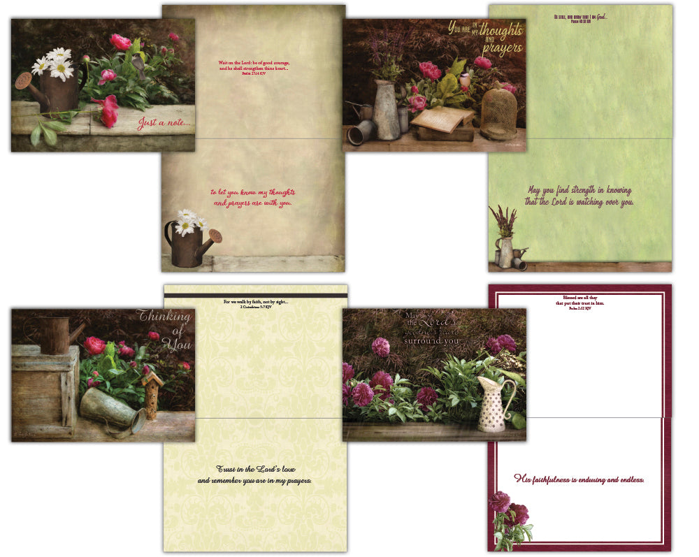 Christian Thinking of You Cards by Shared Blessings- Florally Yours, 12 Cards and Envelopes