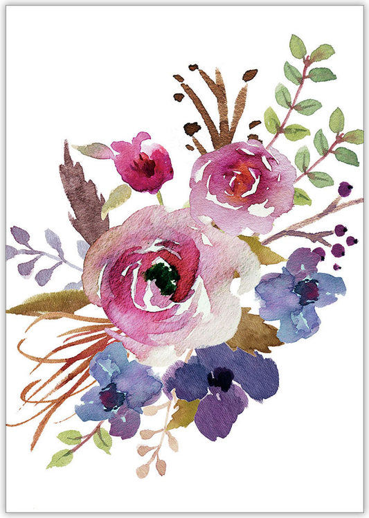 Watercolor Flowers - Individual Everyday Card