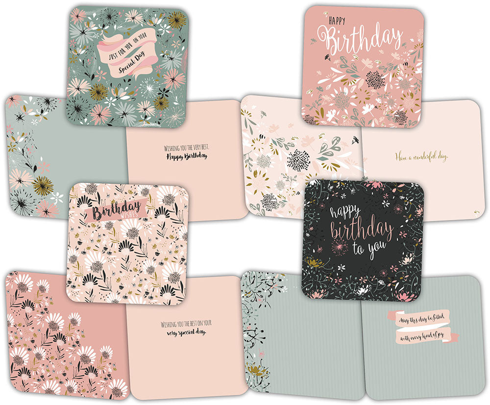 Wild Flower Birthday - Assorted Birthday Cards, Box of 16