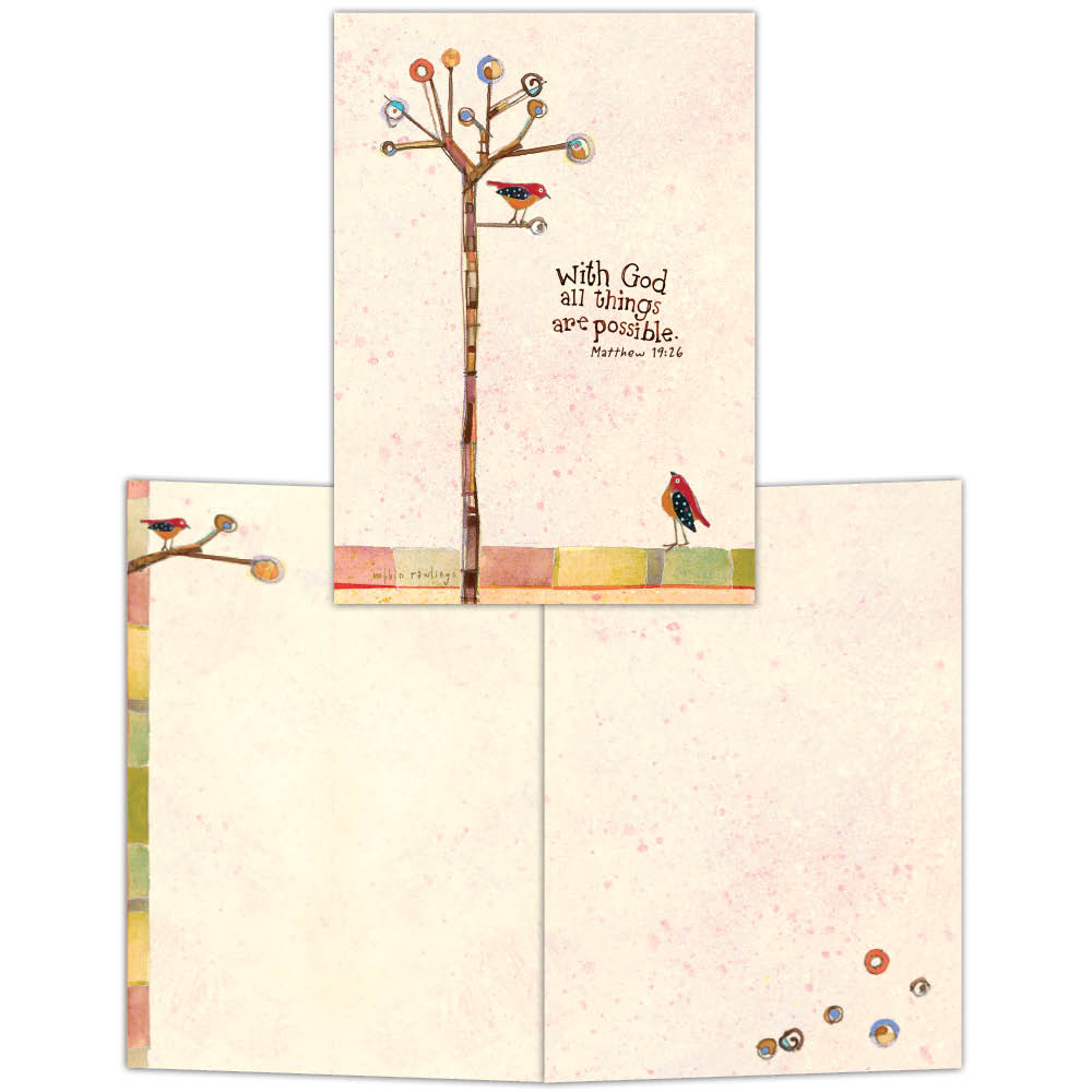 With God - Tree and Bird Notecard, Boxed Notecard, Box of 15